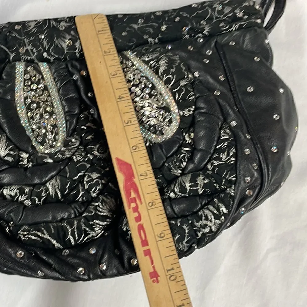 VTG Vintage Rita Diana for Mylinka Made in the USA Black w/ Rhinestones Purse